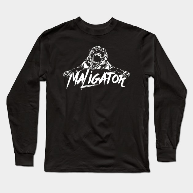 Funny Belgian Malinois Maligator dog portrait Long Sleeve T-Shirt by wilsigns